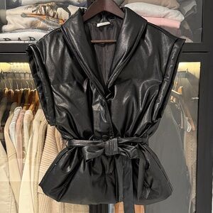 Vegan leather Black Women's Belted Vest
